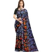 Blue Printed Georgette saree with blouse