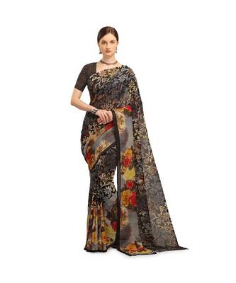 Multicolor Printed Georgette saree with blouse 1