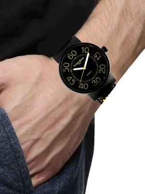 LeatherHood Party Wear Large Dial Analog Black & Red Men's Watch 4