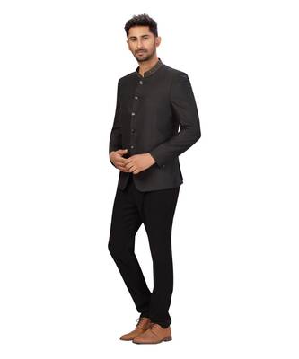 Black Rayon Jodhpuri Suit 4