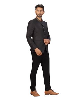 Black Rayon Jodhpuri Suit 5