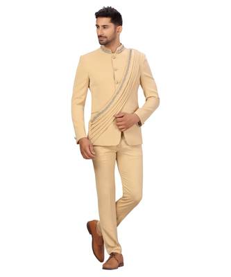 Beige Rayon Jodhpuri Suit 3