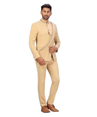Beige Rayon Jodhpuri Suit 5