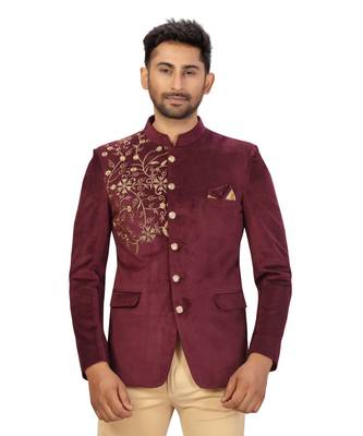 Wine Traditional Jodhpuri Suit for Men 6