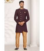 Wine Cotton Indowestern Sherwani