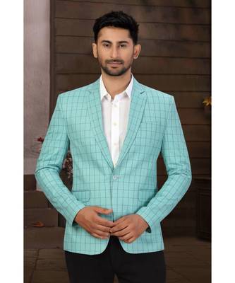 Sea Green Cotton Single Breasted Blazer 1