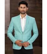 Sea Green Cotton Single Breasted Blazer