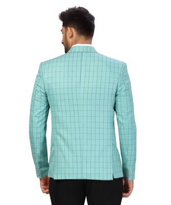 Sea Green Cotton Single Breasted Blazer 2