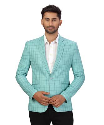Sea Green Cotton Single Breasted Blazer 3