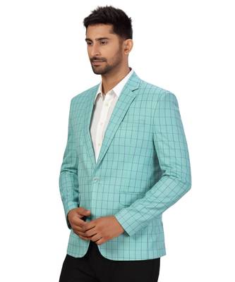 Sea Green Cotton Single Breasted Blazer 4