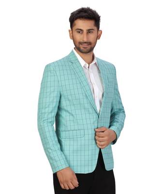 Sea Green Cotton Single Breasted Blazer 5