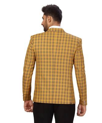 Dark Yellow Cotton Single Breasted Blazer 2