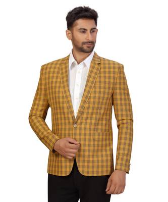 Dark Yellow Cotton Single Breasted Blazer 5