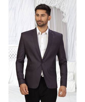 Dark Purple Cotton Single Breasted Blazer 1