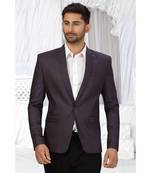 Dark Purple Cotton Single Breasted Blazer