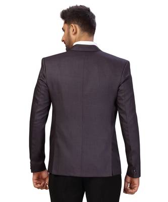 Dark Purple Cotton Single Breasted Blazer 2