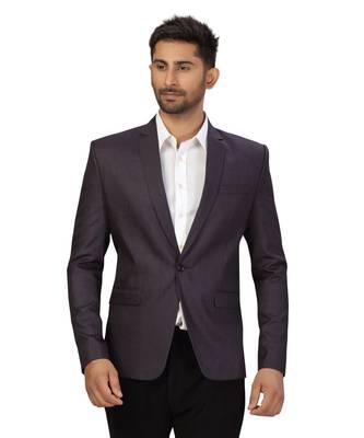 Dark Purple Cotton Single Breasted Blazer 3