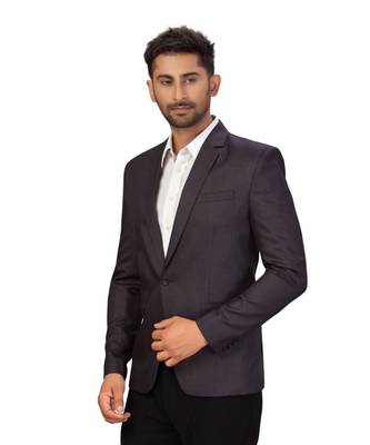 Dark Purple Cotton Single Breasted Blazer 4
