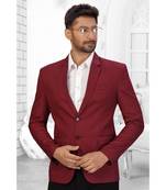 Maroon Cotton Double Button Single breasted blazer