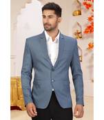 Greyish Blue Cotton Double Button Single breasted blazer