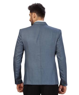 Greyish Blue Cotton Double Button Single breasted blazer 2