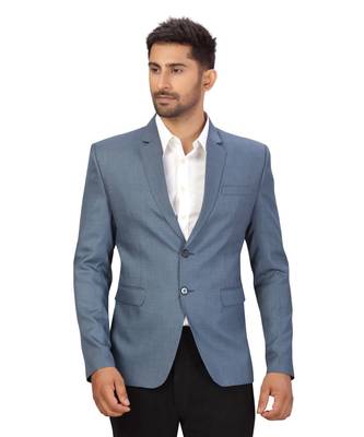 Greyish Blue Cotton Double Button Single breasted blazer 3