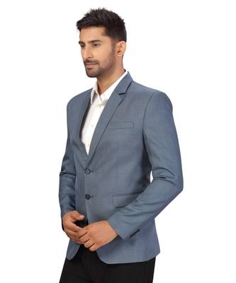 Greyish Blue Cotton Double Button Single breasted blazer 4