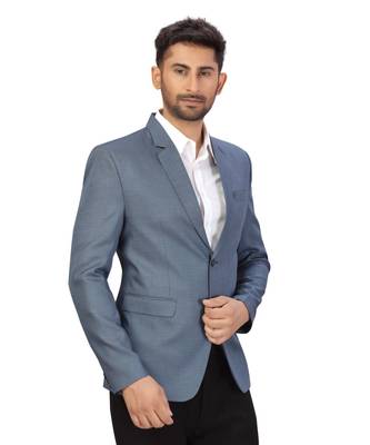 Greyish Blue Cotton Double Button Single breasted blazer 5