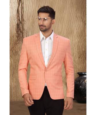 Peach Cotton Single Breasted Blazer 1