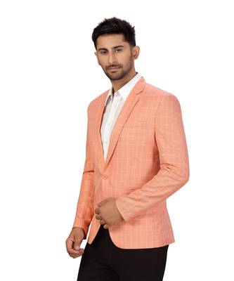 Peach Cotton Single Breasted Blazer 4