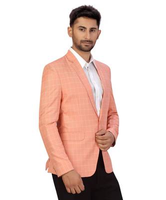 Peach Cotton Single Breasted Blazer 5