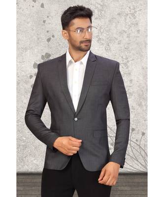 Grey Cotton Single Breasted Blazer 1