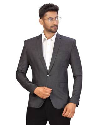 Grey Cotton Single Breasted Blazer 3