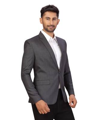 Grey Cotton Single Breasted Blazer 5