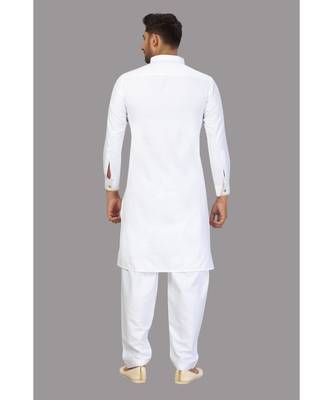 White Cotton Pattern Pathani Set 2