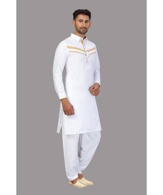 White Cotton Pattern Pathani Set 5
