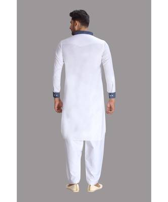 White Cotton Pattern Pathani Set 2