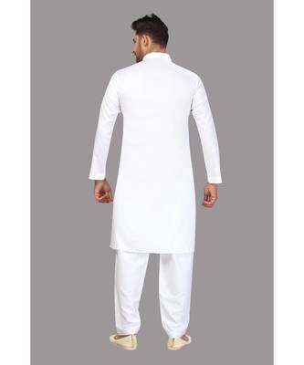 White cotton pathani style designer wear kurta  2