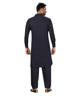 Blue Cotton Pattern Pathani Set 2