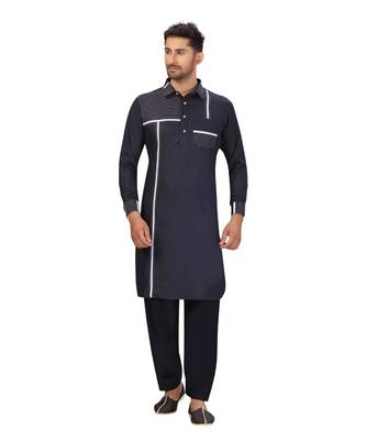 Blue Cotton Pattern Pathani Set 3