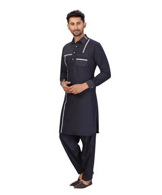 Blue Cotton Pattern Pathani Set 5