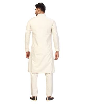 Cream Cotton Pattern Pathani Set 2