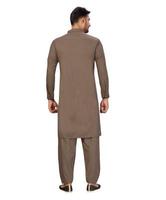 Brown Cotton Pattern Pathani Set 2