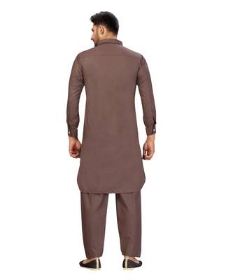 Chocolate Brown Cotton Pattern Pathani Set 2