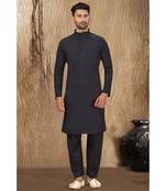 Black  cotton pattern designer wear kurta sets 