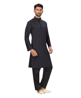 Black  cotton pattern designer wear kurta sets  6