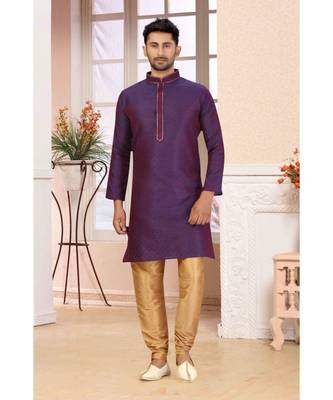 purple embroidered kurta pajama 1