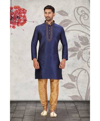 blue embroidered kurta pajama 1