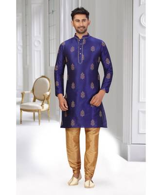 blue embroidered kurta pajama 1