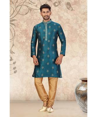 Green  embroidered kurta pajama 1